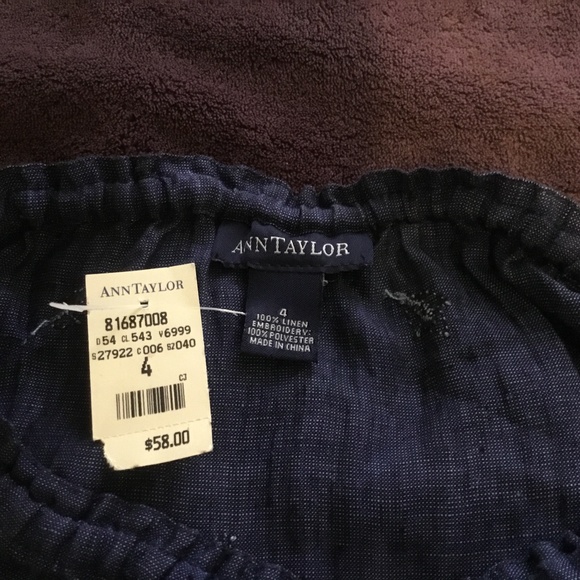 Ann Taylor embroidered linen skirt sz 4 - Picture 4 of 4